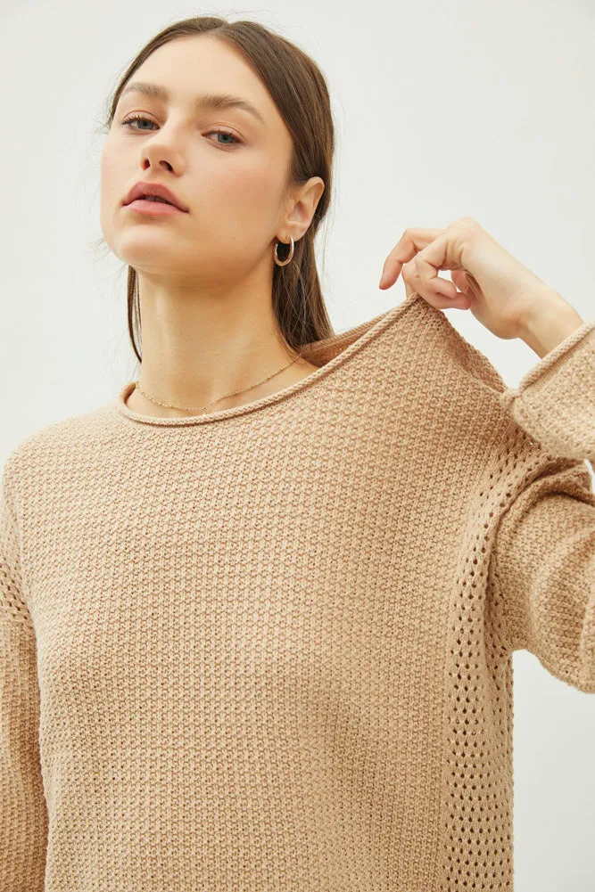 Waffle Knit Sweater in Taupe by be cool