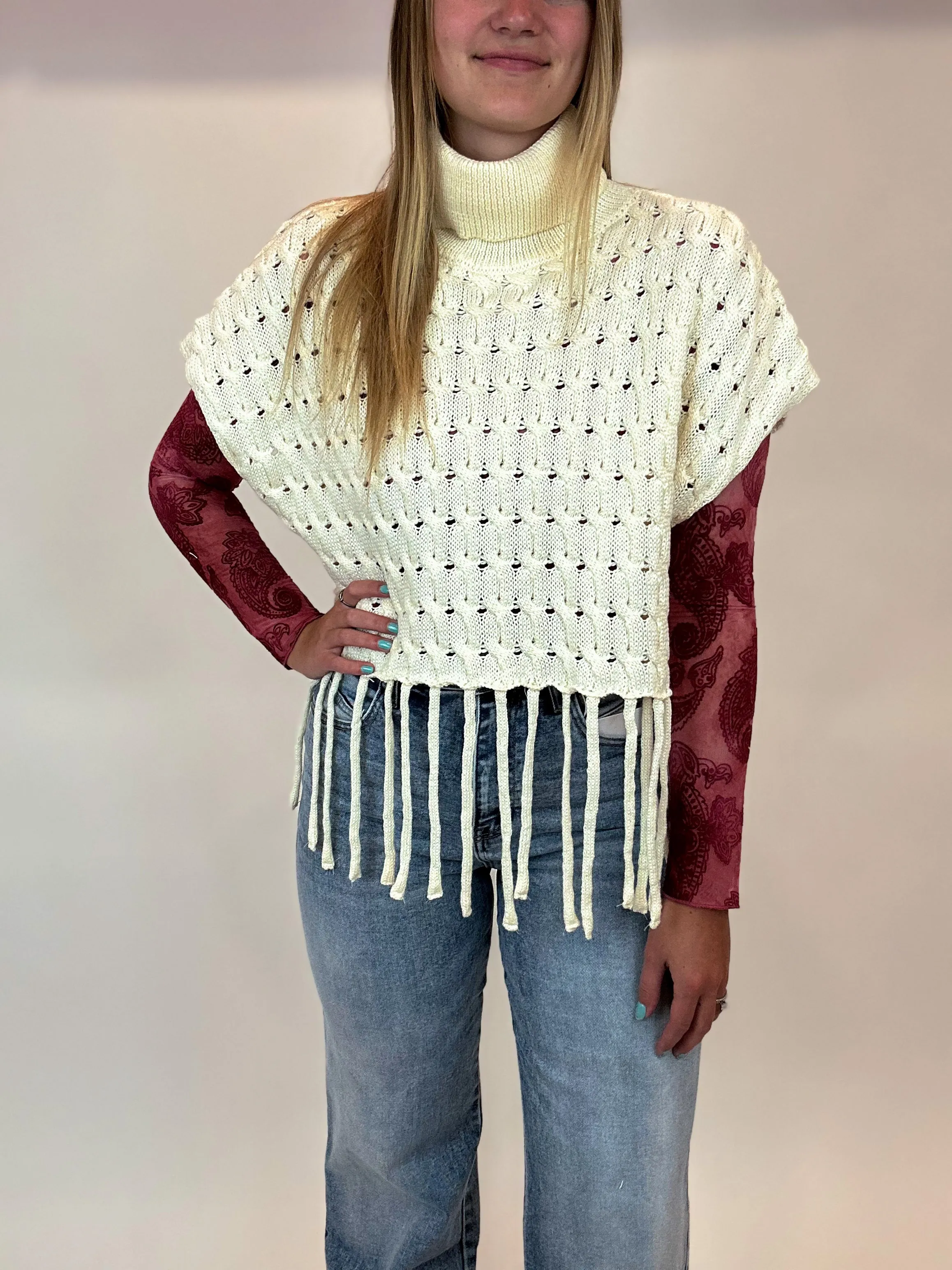 Weave Sweater w/ Fringe