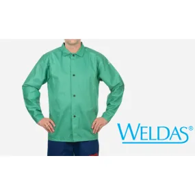 Weldas 33-5230M 12oz Green Welding Jacket 30" Heavy FR Cotton Medium