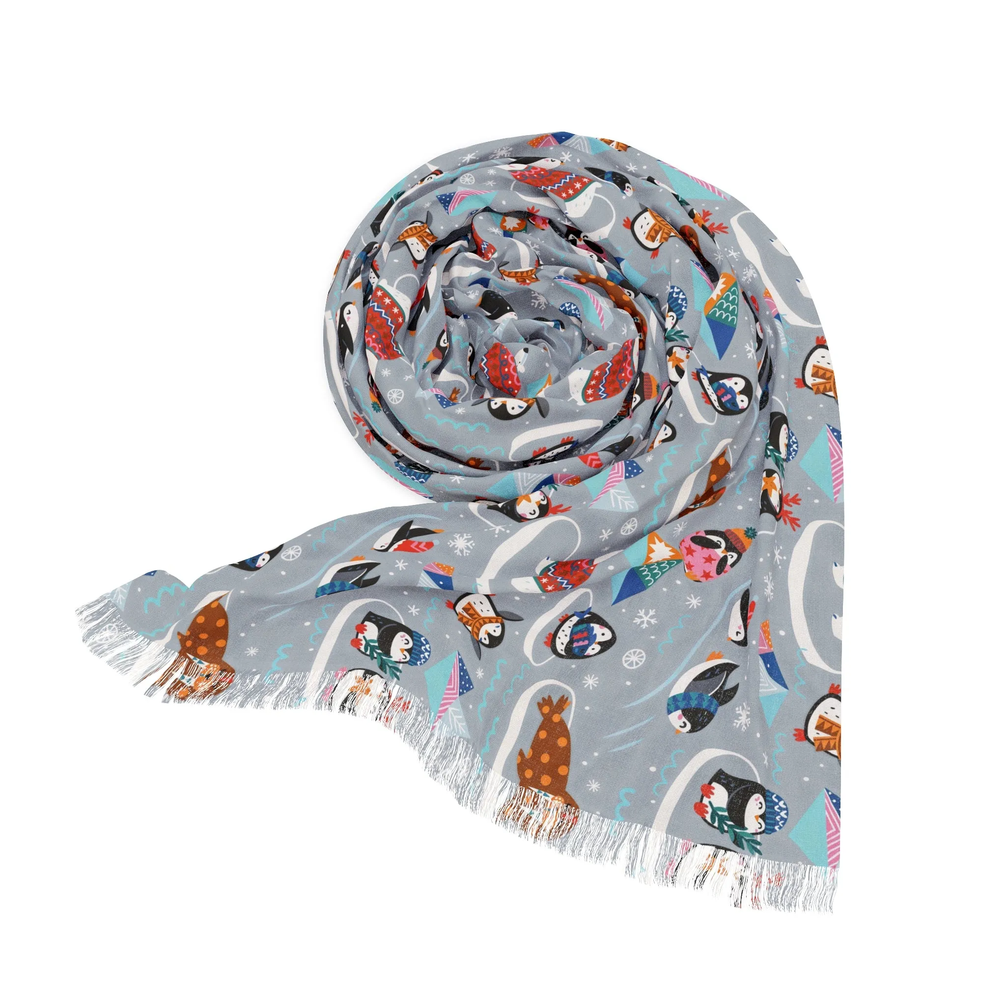 Whimsical Light Scarf with Playful Food & Animal Prints