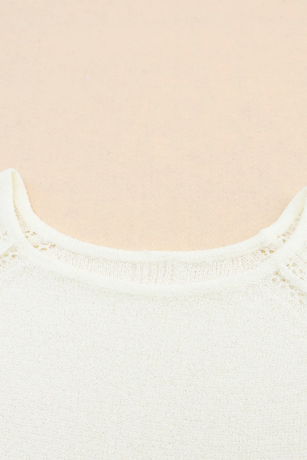 White Plain Raglan Sleeve Casual Pullover Sweater