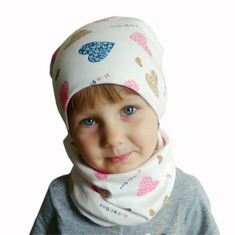 Winter Children Scarf Hat Sets Cartoon Dinosaur Baby Head Cover Spring Warm Neck Collar Kids Beanies Set Cotton Children Hat