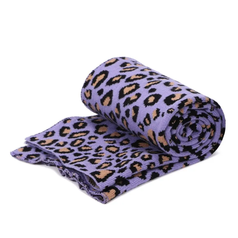 Winter women pompon beanie hat scarf set Leopard Sexy outdoor warm 2 pieces fur pom pom hat scarf hedging caps for female girls