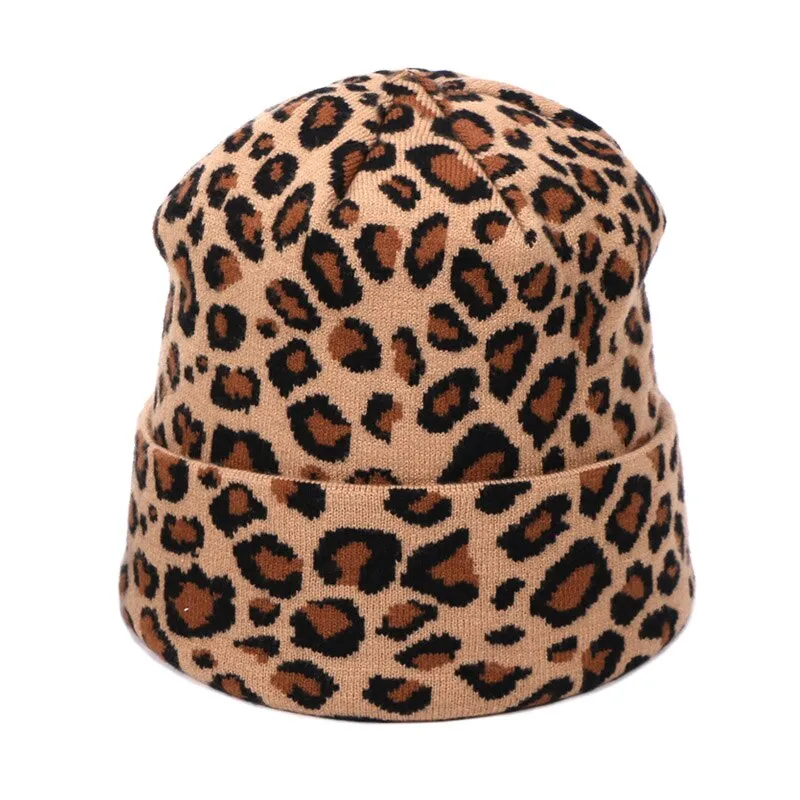 Winter women pompon beanie hat scarf set Leopard Sexy outdoor warm 2 pieces fur pom pom hat scarf hedging caps for female girls