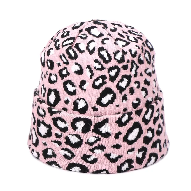 Winter women pompon beanie hat scarf set Leopard Sexy outdoor warm 2 pieces fur pom pom hat scarf hedging caps for female girls