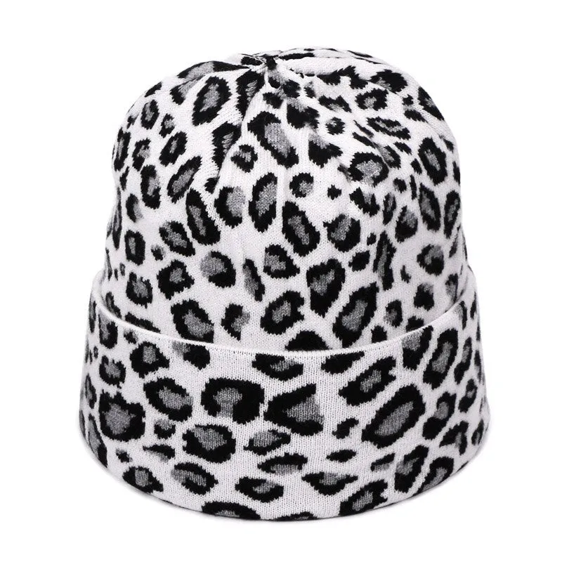 Winter women pompon beanie hat scarf set Leopard Sexy outdoor warm 2 pieces fur pom pom hat scarf hedging caps for female girls