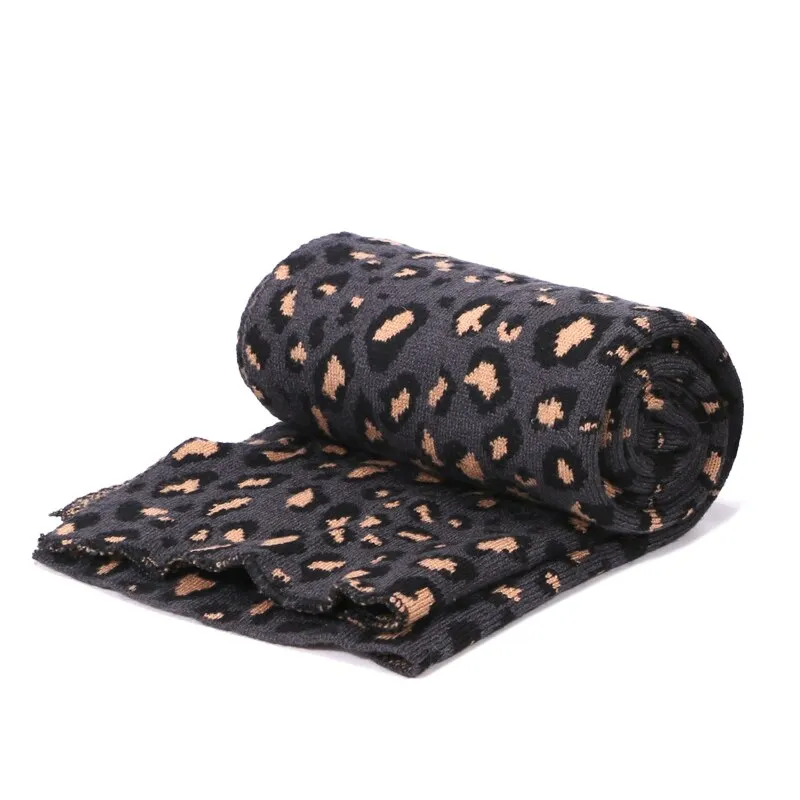 Winter women pompon beanie hat scarf set Leopard Sexy outdoor warm 2 pieces fur pom pom hat scarf hedging caps for female girls