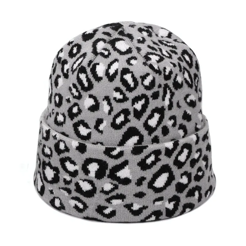 Winter women pompon beanie hat scarf set Leopard Sexy outdoor warm 2 pieces fur pom pom hat scarf hedging caps for female girls