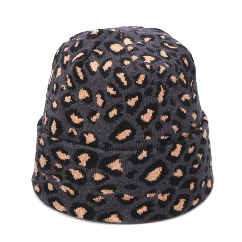 Winter women pompon beanie hat scarf set Leopard Sexy outdoor warm 2 pieces fur pom pom hat scarf hedging caps for female girls