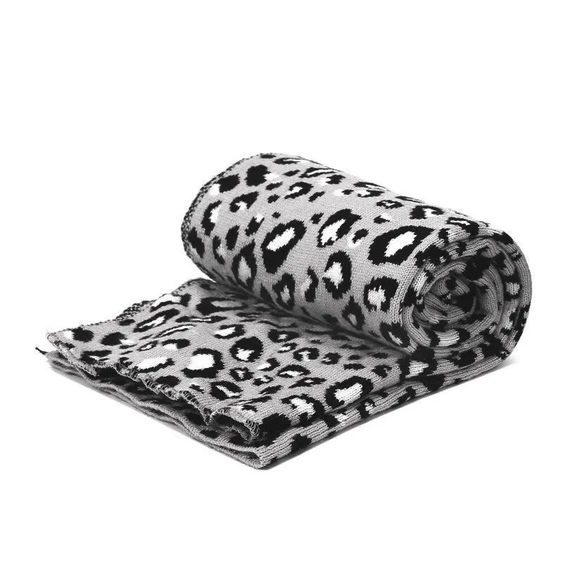 Winter women pompon beanie hat scarf set Leopard Sexy outdoor warm 2 pieces fur pom pom hat scarf hedging caps for female girls