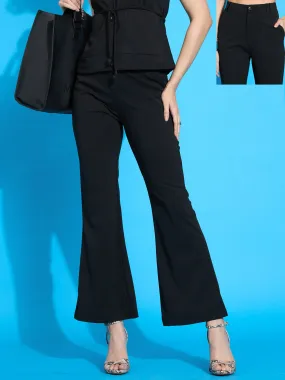 Women Black Bell Bottom Slim Pants