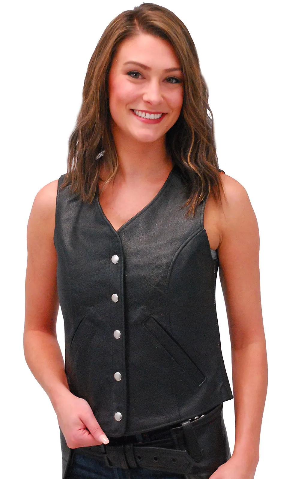 Women's Classic Leather Vest #VL104SP ()