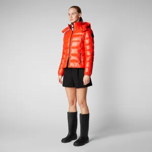 Women's Cosmary Puffer Jacket with Detachable Hood in Poppy Red