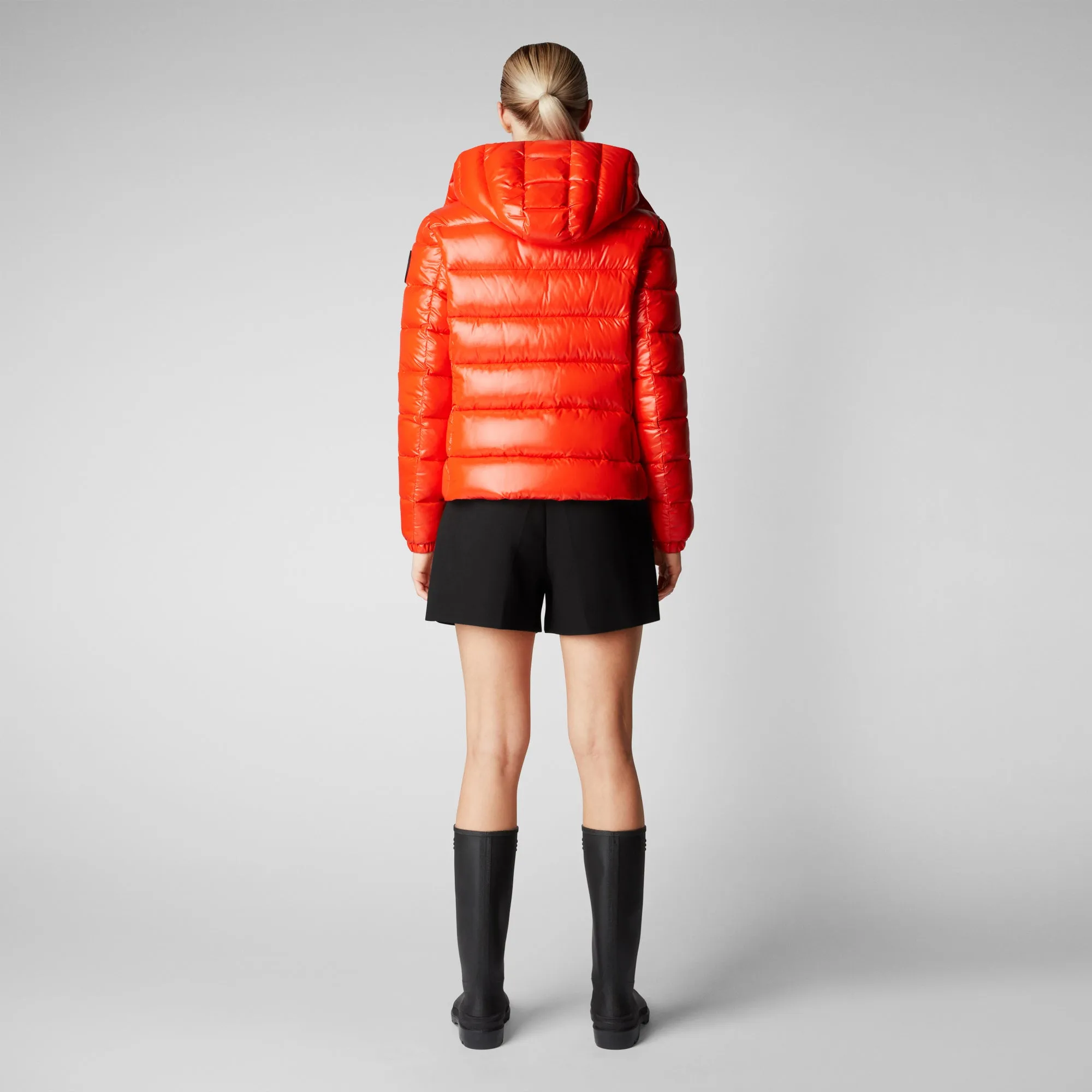 Women's Cosmary Puffer Jacket with Detachable Hood in Poppy Red