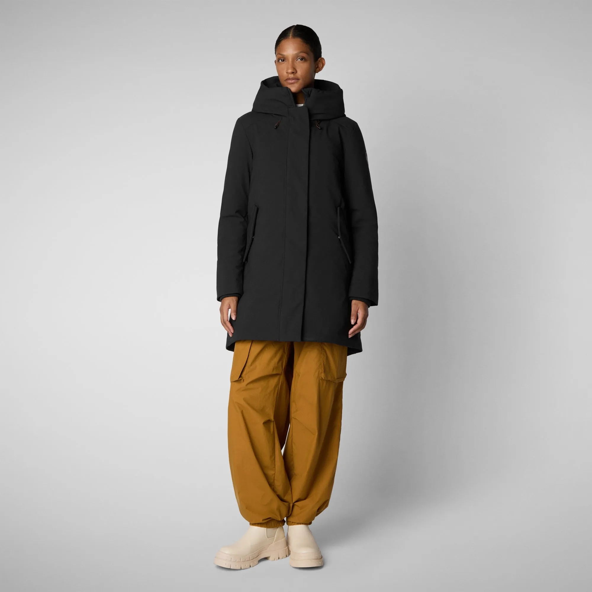 Women's hooded parka nellie in black