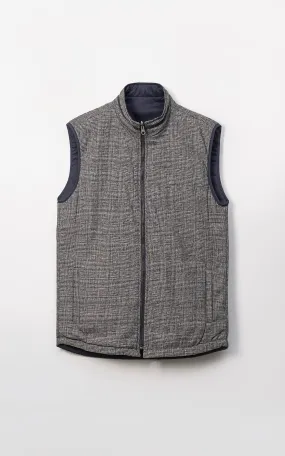 WOOL QUILTED SLEEVELESS REVERSIBLE JACKET BLACK GREY