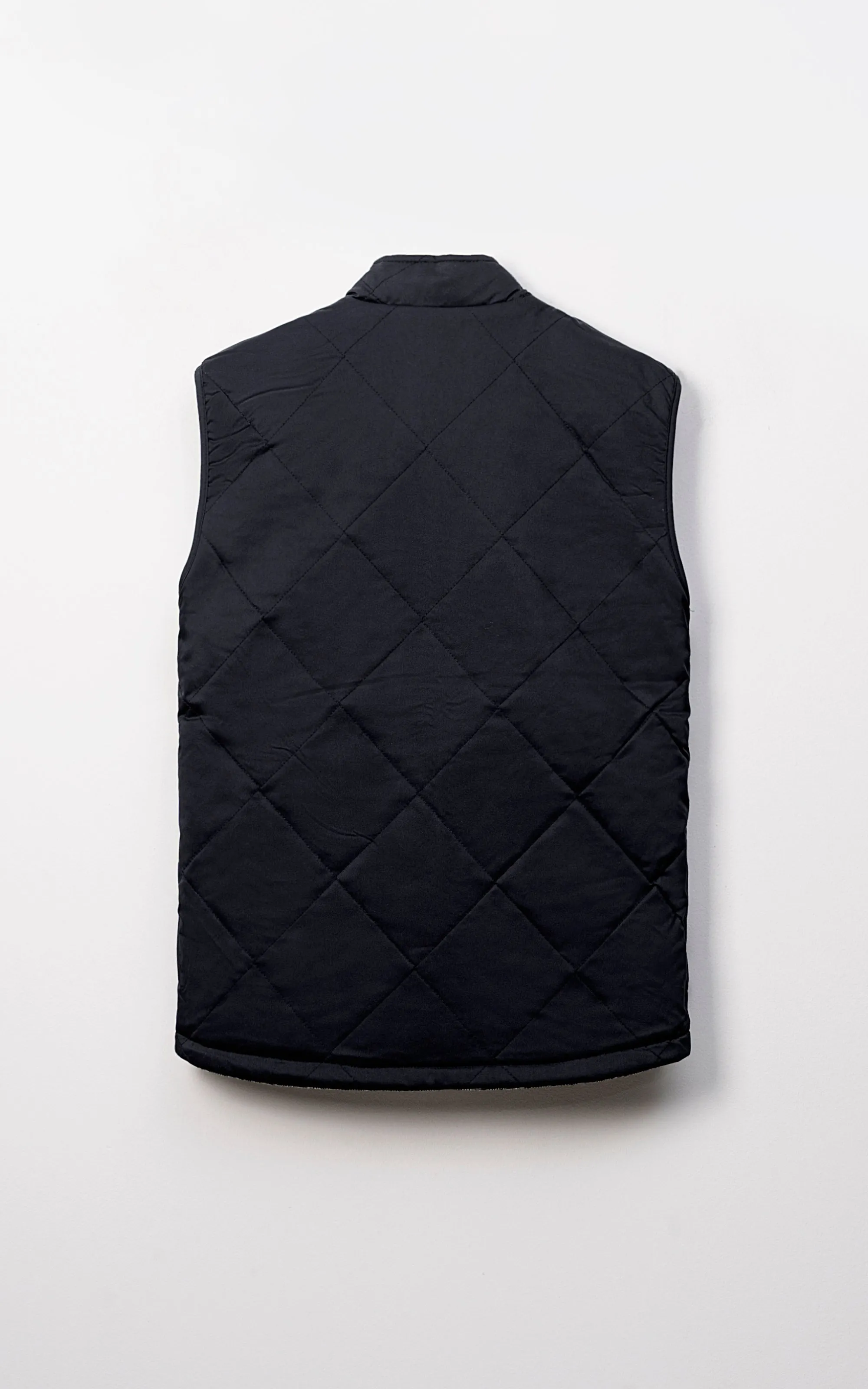 WOOL QUILTED SLEEVELESS REVERSIBLE JACKET GREY CHECK