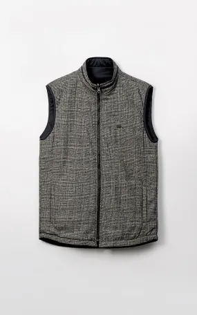 WOOL QUILTED SLEEVELESS REVERSIBLE JACKET GREY CHECK