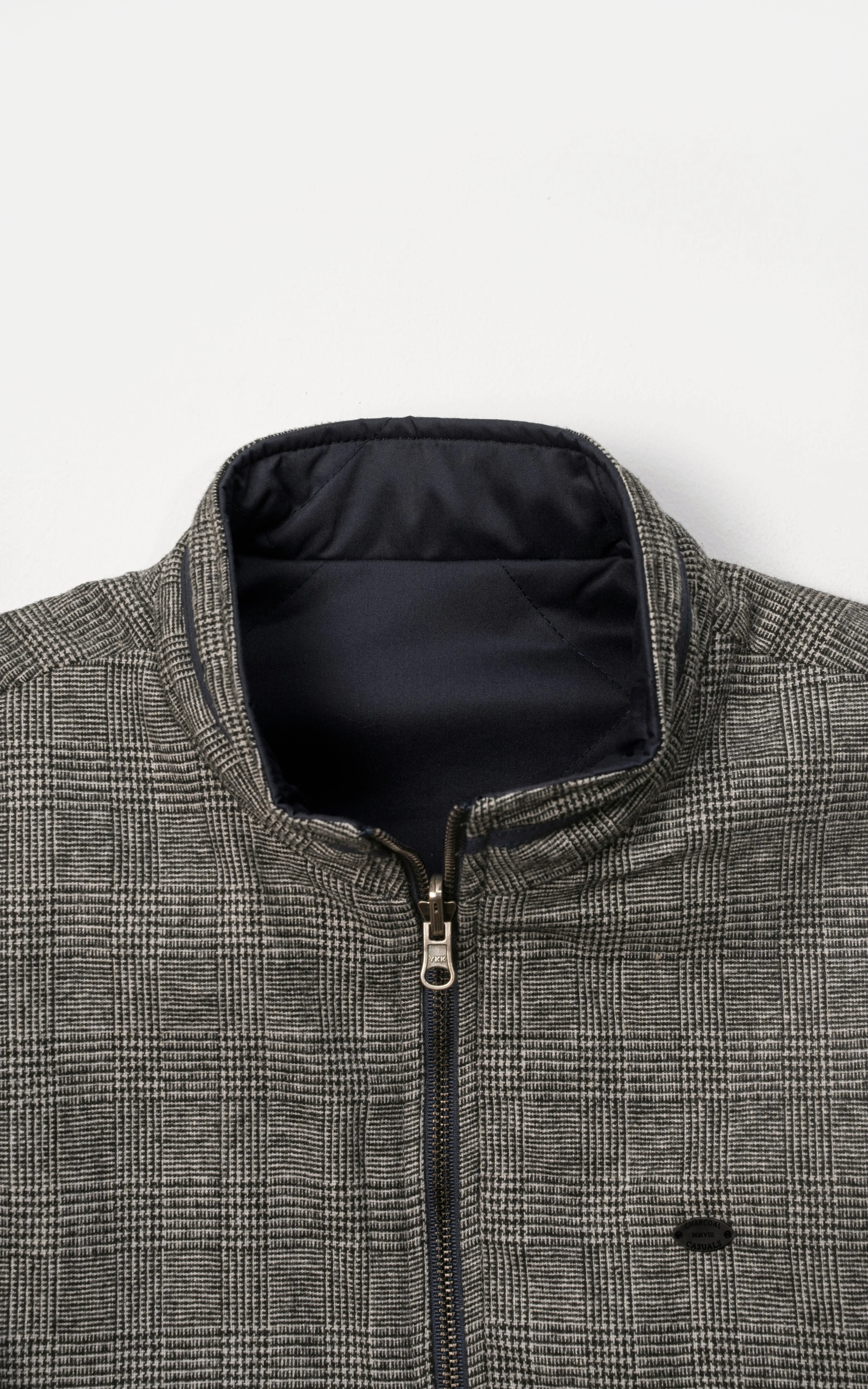 WOOL QUILTED SLEEVELESS REVERSIBLE JACKET GREY CHECK