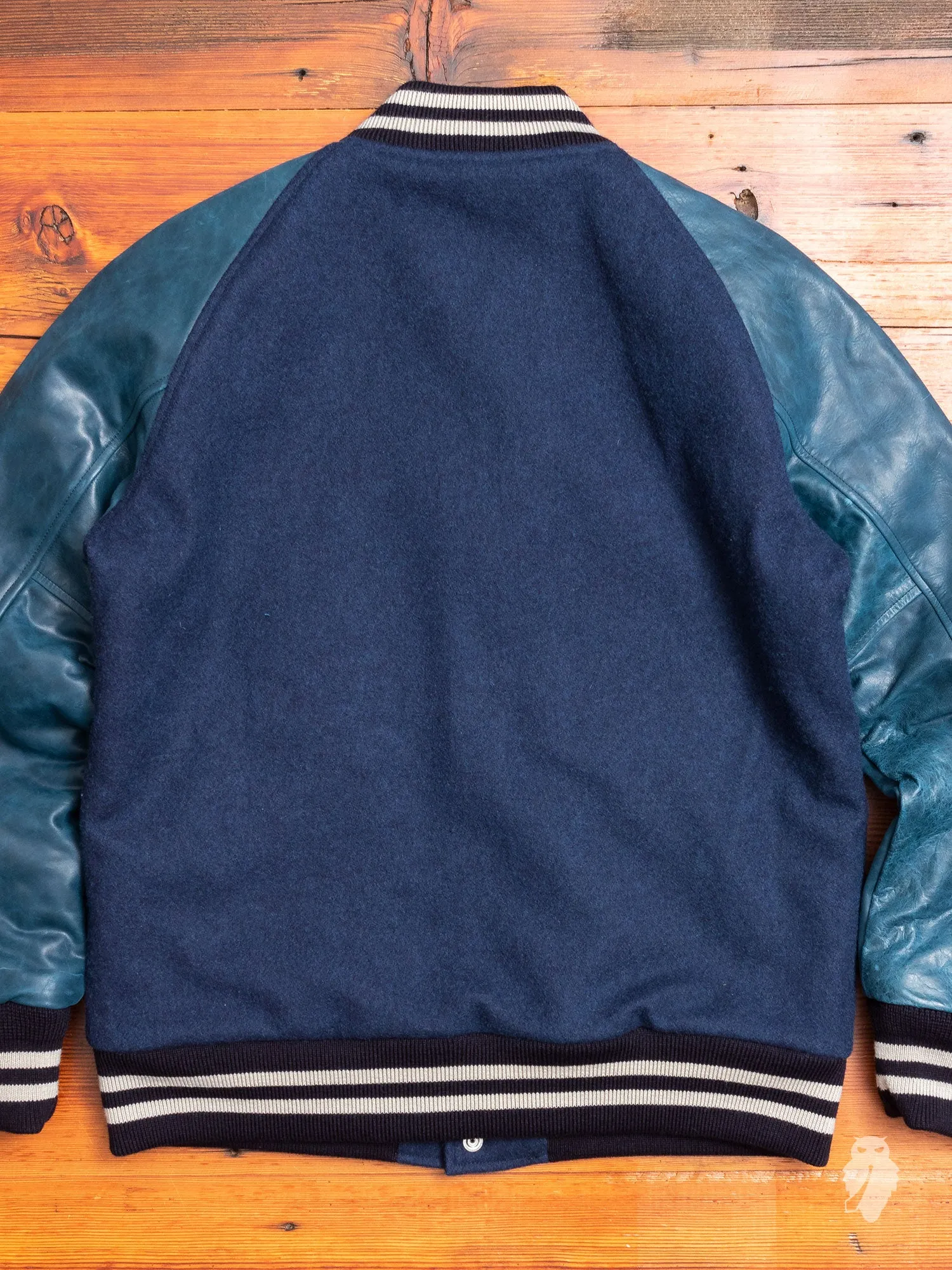 Wool Varsity Jacket in Indigo